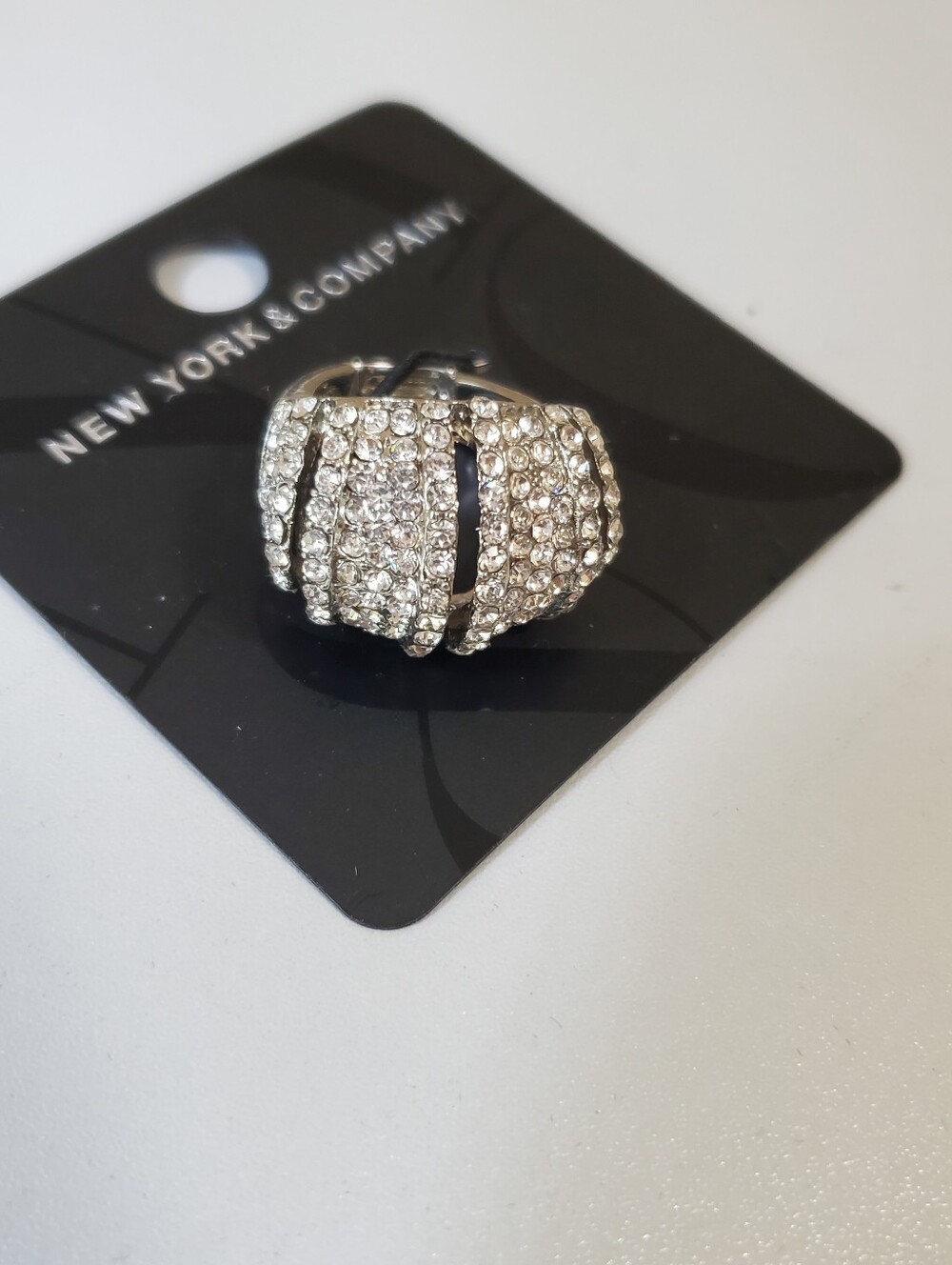 New York & Company Dome Crystal Style Fashion Ring Silver Tone